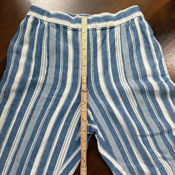 Maeve Anthropologie Linen Blue Striped Pants Beachy Coastal Boho Casual Sz 10 - Picture 5 of 7